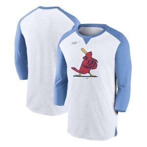 Nike Men’s St. Louis Cardinals 3/4 Sleeve T-Shirt White Light Blue Size S - NWT